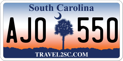 SC license plate AJO550