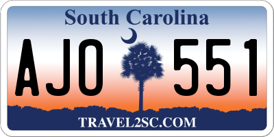 SC license plate AJO551