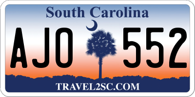 SC license plate AJO552