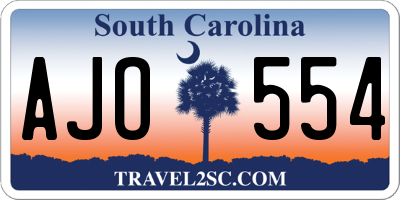 SC license plate AJO554