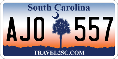 SC license plate AJO557