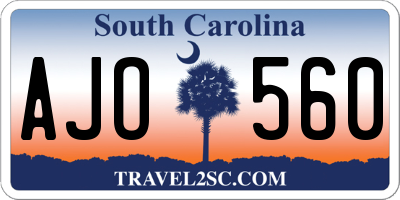 SC license plate AJO560
