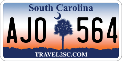 SC license plate AJO564