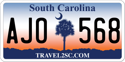 SC license plate AJO568