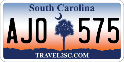 SC license plate AJO575