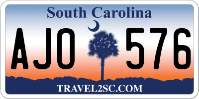 SC license plate AJO576
