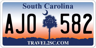 SC license plate AJO582