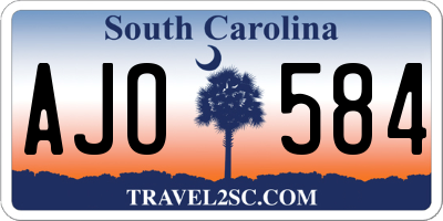 SC license plate AJO584