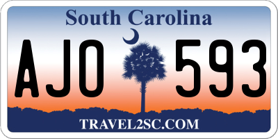 SC license plate AJO593