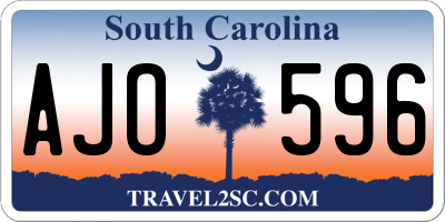 SC license plate AJO596