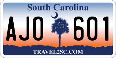 SC license plate AJO601