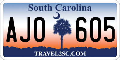 SC license plate AJO605