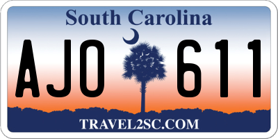 SC license plate AJO611