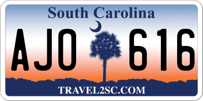 SC license plate AJO616