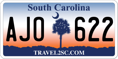 SC license plate AJO622