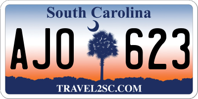 SC license plate AJO623