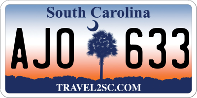 SC license plate AJO633