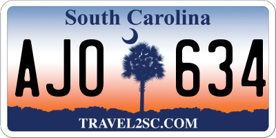SC license plate AJO634