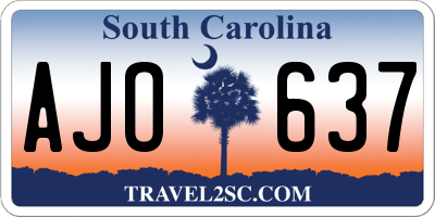 SC license plate AJO637