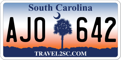 SC license plate AJO642