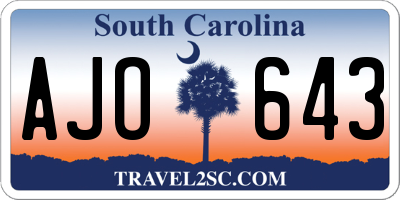 SC license plate AJO643