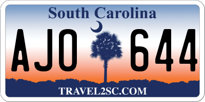 SC license plate AJO644