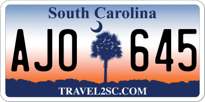 SC license plate AJO645