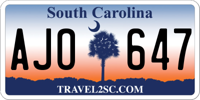 SC license plate AJO647