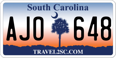 SC license plate AJO648