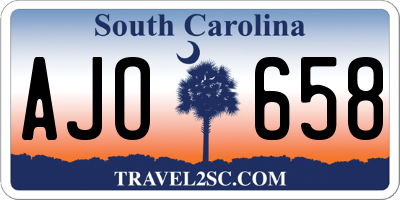 SC license plate AJO658