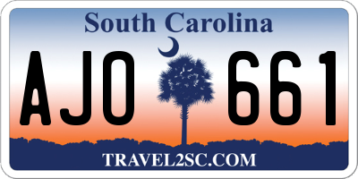 SC license plate AJO661