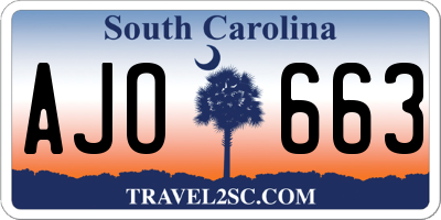 SC license plate AJO663
