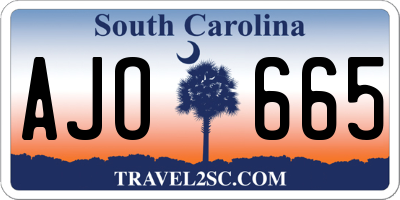 SC license plate AJO665