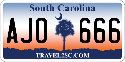 SC license plate AJO666