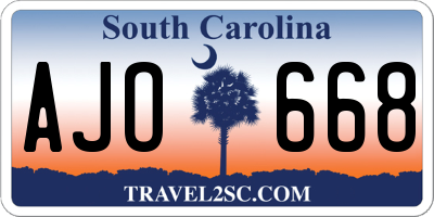 SC license plate AJO668