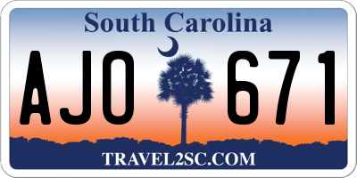 SC license plate AJO671