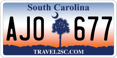 SC license plate AJO677