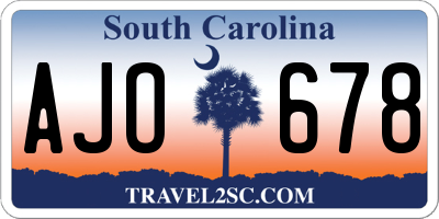 SC license plate AJO678