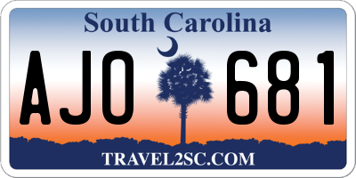 SC license plate AJO681