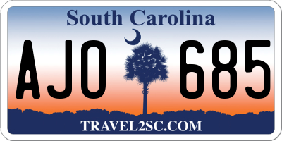 SC license plate AJO685