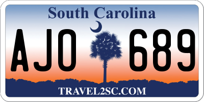 SC license plate AJO689