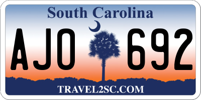 SC license plate AJO692
