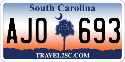 SC license plate AJO693