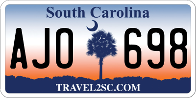 SC license plate AJO698