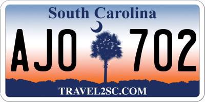SC license plate AJO702