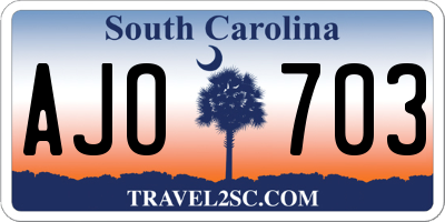 SC license plate AJO703