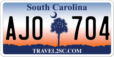 SC license plate AJO704