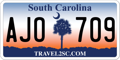SC license plate AJO709