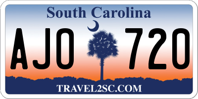 SC license plate AJO720