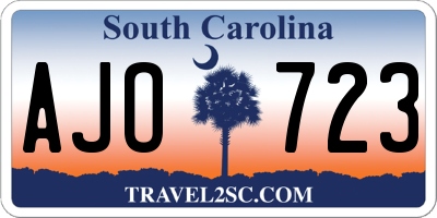 SC license plate AJO723